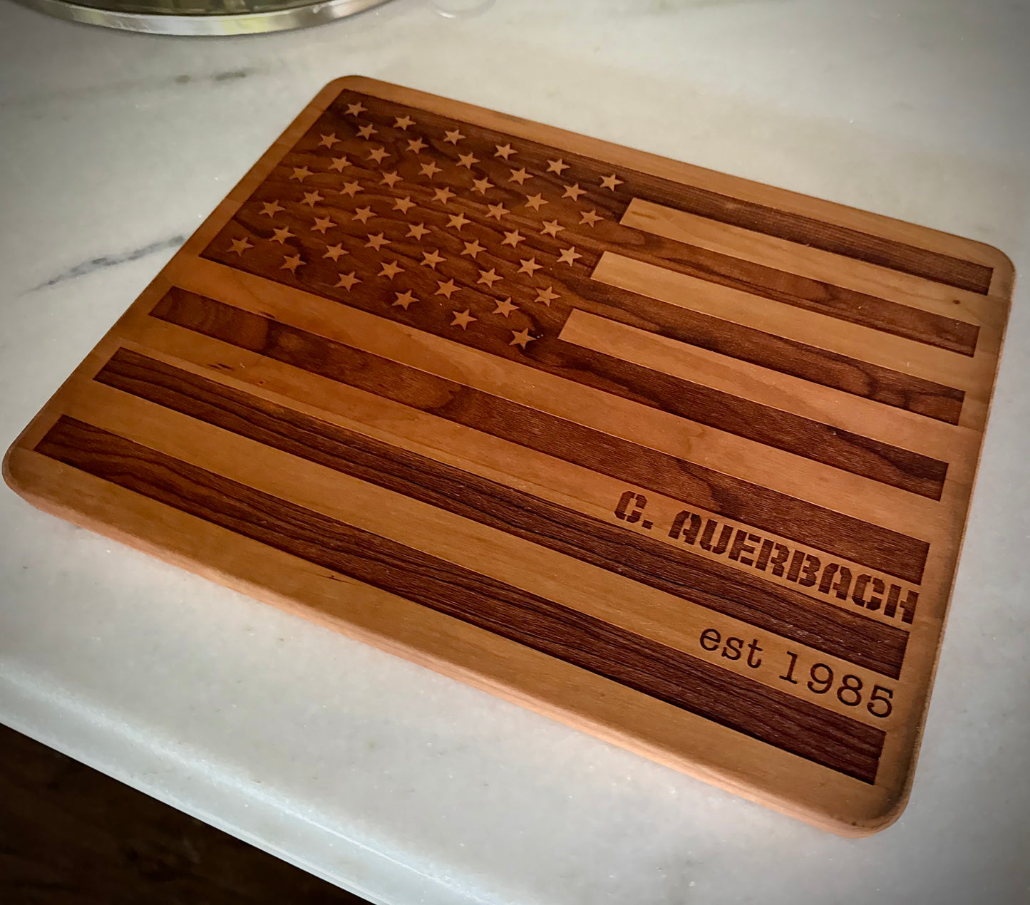 Custom Engraved American Flag Cutting & Serving Board