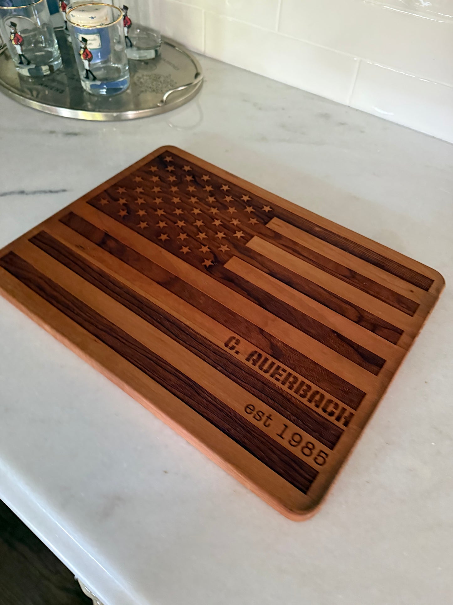 Custom Engraved American Flag Cutting & Serving Board