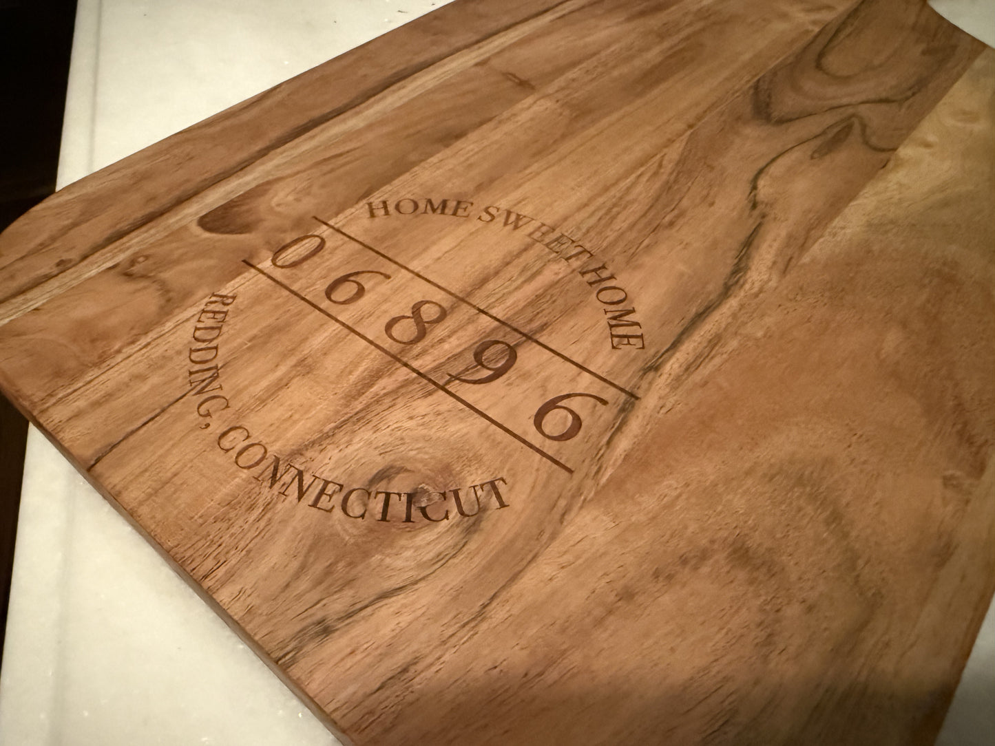 Custom Town and Zip Code Engraved Cutting Board