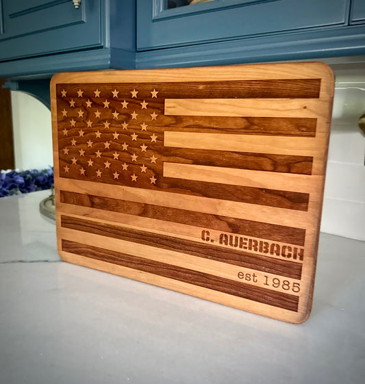 Custom Engraved American Flag Cutting & Serving Board