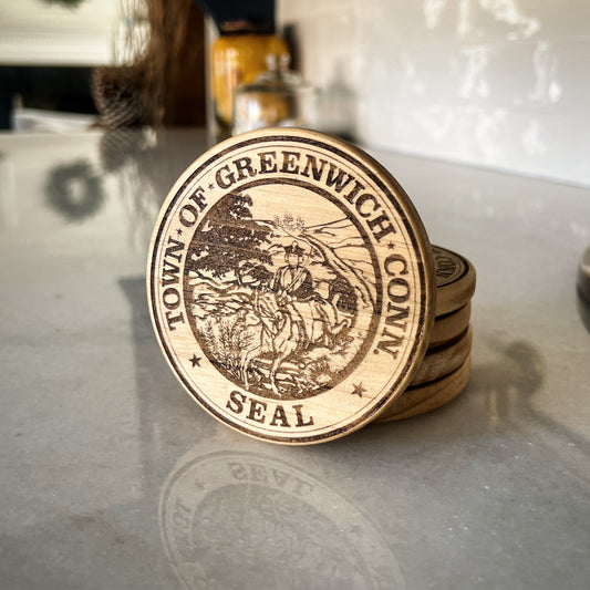 Greenwich CT Handcrafted Wooden Coaster Set