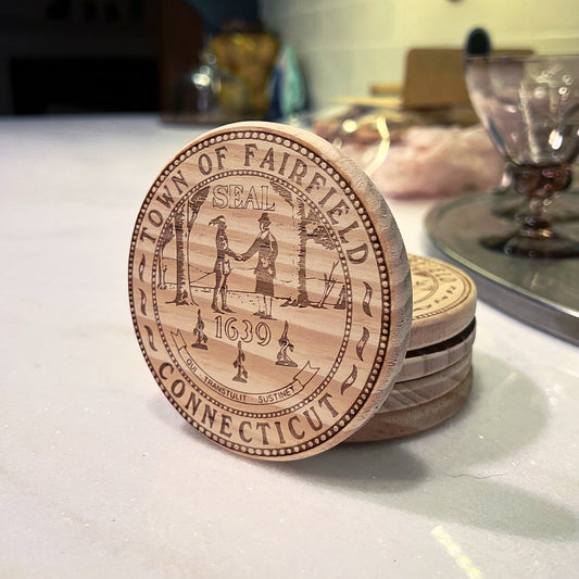Fairfield CT Handcrafted Wooden Coaster Set