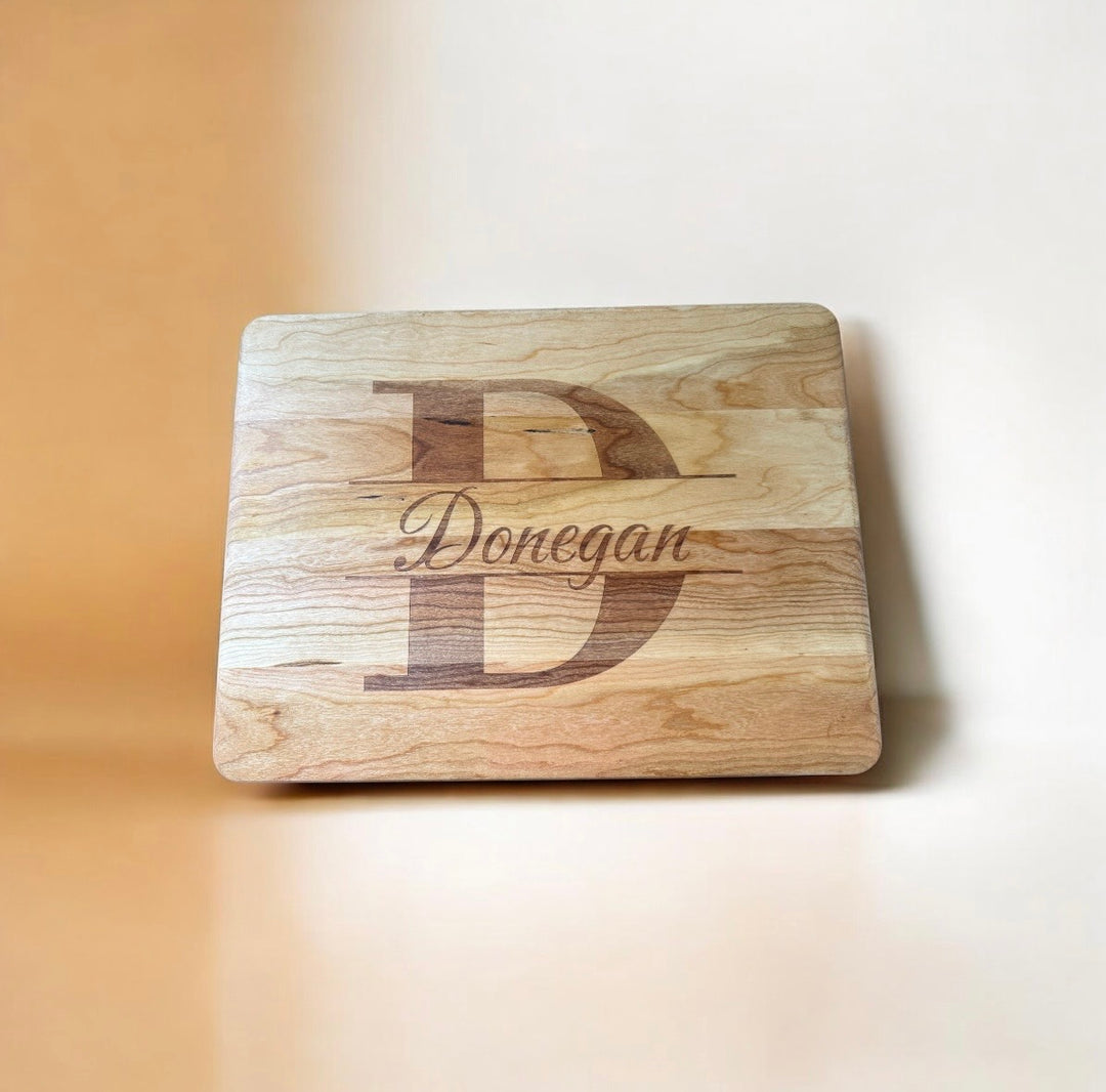 The Heritage Monogram Board — Personalized Family Name Cutting & Serving Board