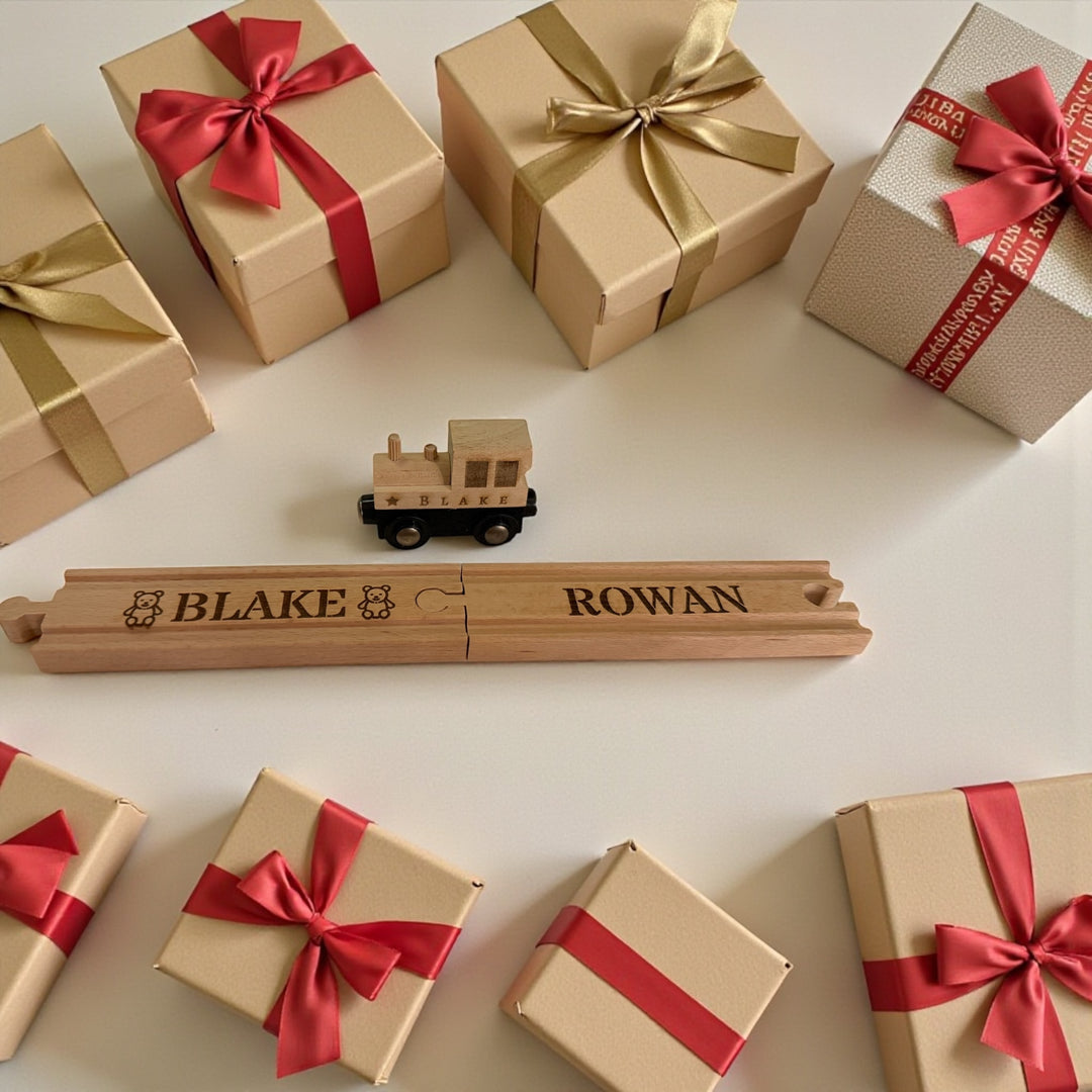 Personalized Wooden Train Track and Caboose