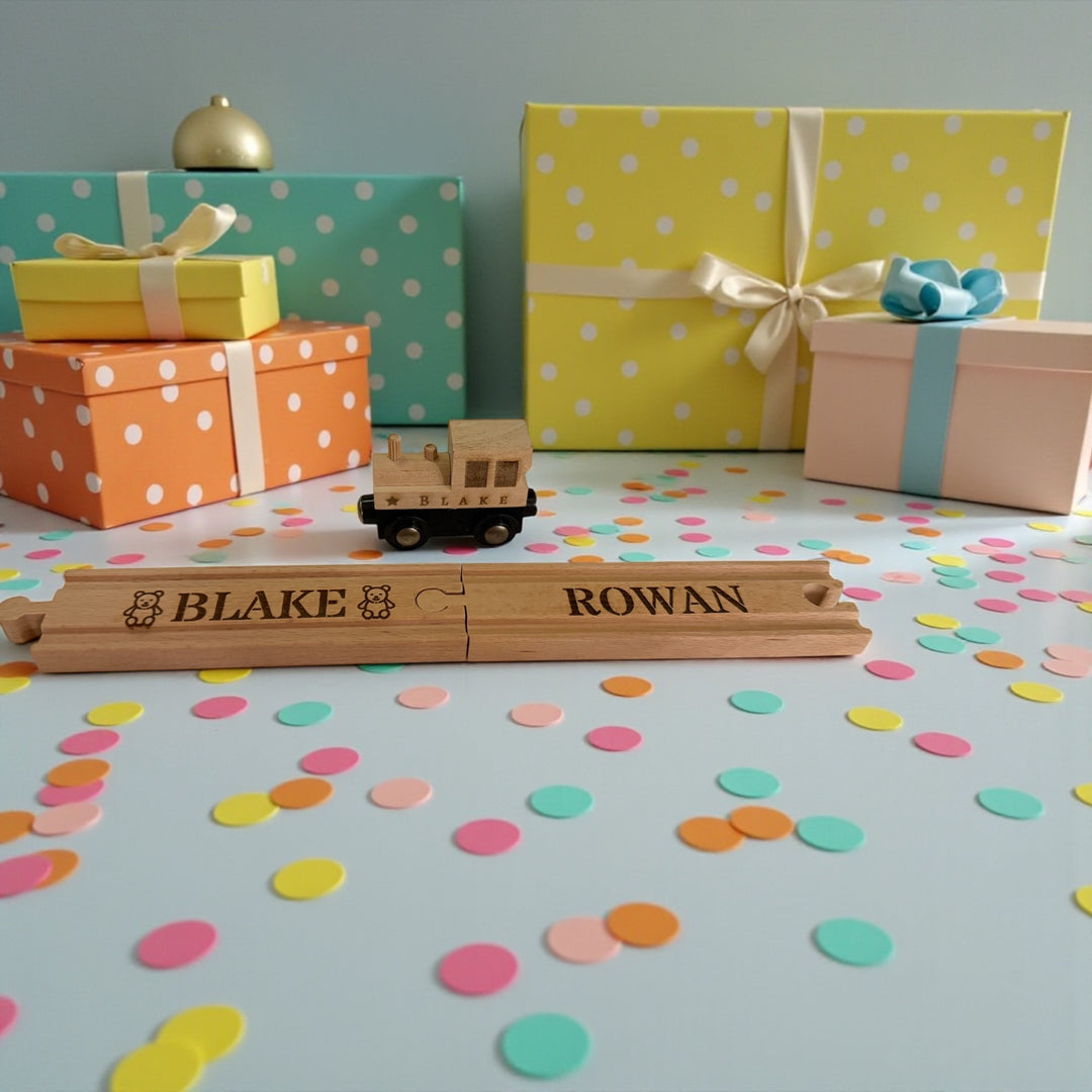 Personalized Wooden Train Track and Caboose