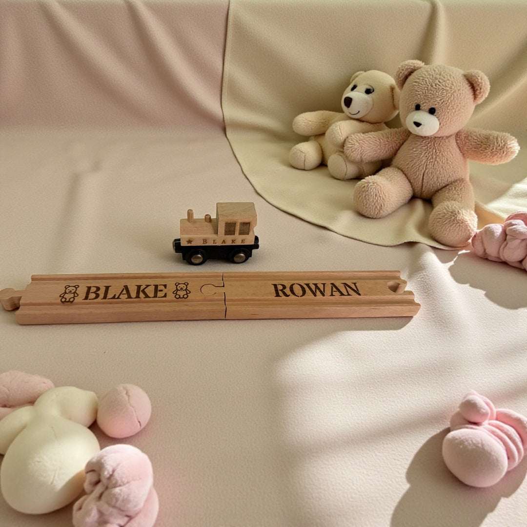 Personalized Wooden Train Track and Caboose