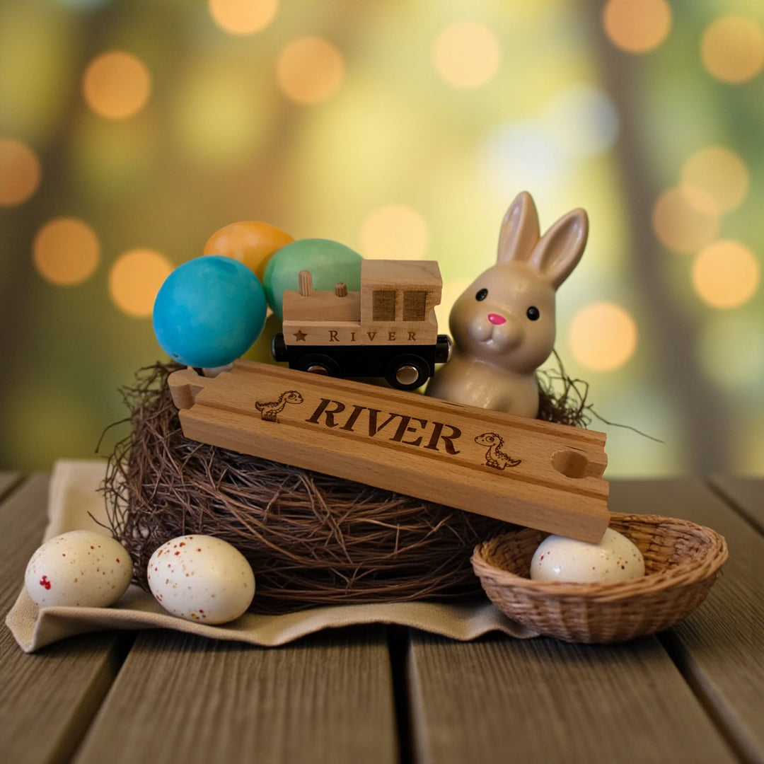 Personalized Wooden Train Track and Caboose